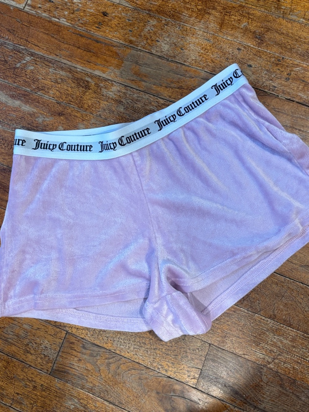 Juicy Couture Pastel Lilac Velour Lounge Shorts with Branded Waistband